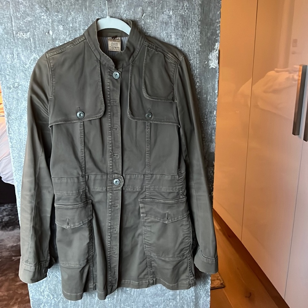 7 for all man kind military green jacket size medium